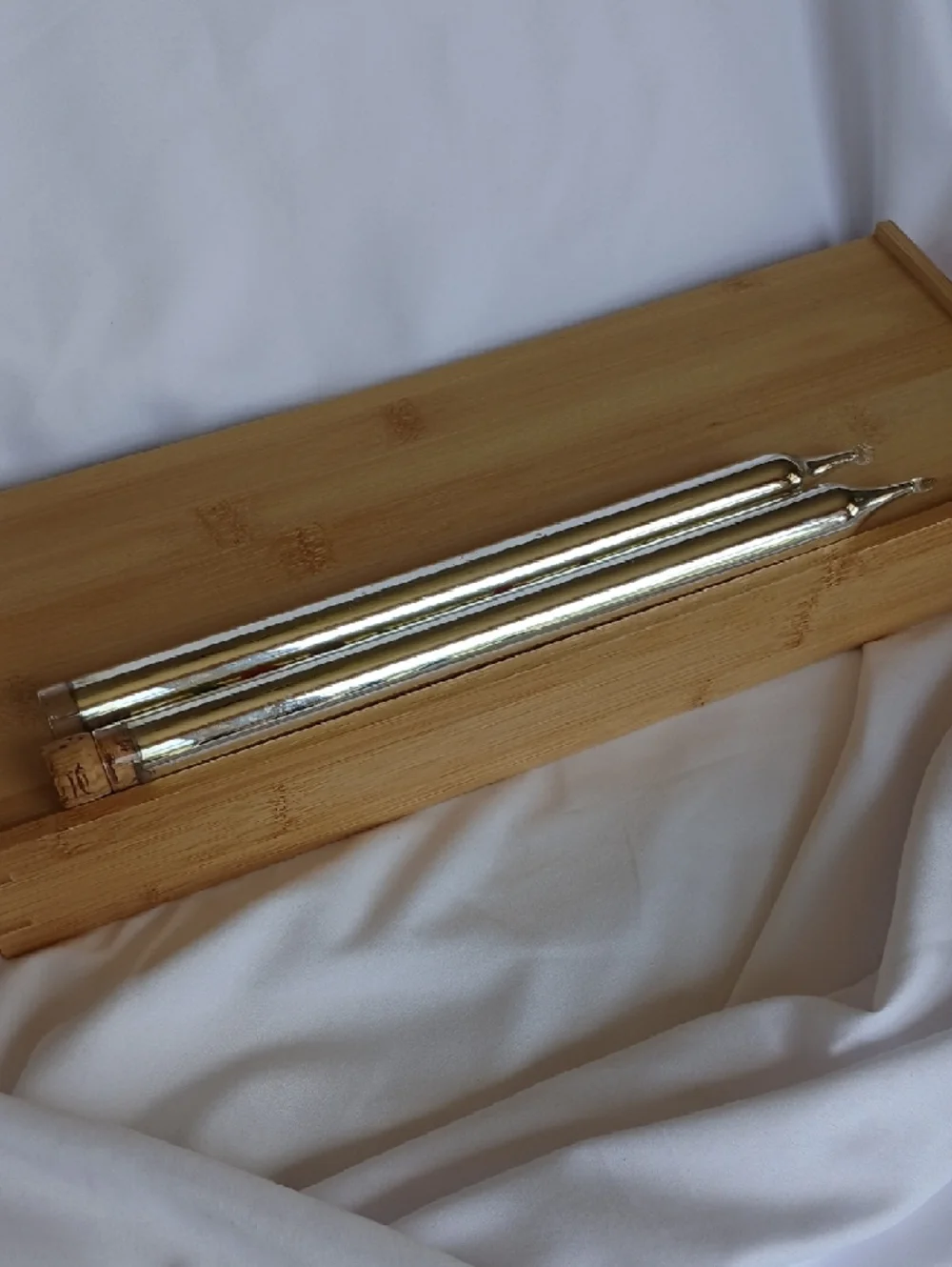2 Vtg Mercury Glass Taper Candles Floral 10